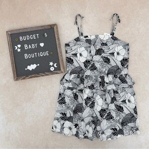 New Janie and Jack Black & White Floral Ruffle Romper